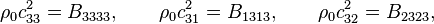 
  \rho_0 c^2_{33} = B_{3333}, \qquad \rho_0 c^2_{31} = B_{1313}, \qquad \rho_0 c^2_{32} = B_{2323},
 