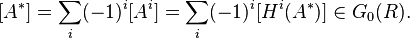  [A^\ast] = \sum_i (-1)^i [A^i] = \sum_i (-1)^i [H^i (A^\ast)] \in G_0(R). 
