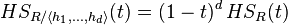 HS_{R/\langle h_1,\ldots, h_{d}\rangle}(t) = (1-t)^d\,HS_R(t)