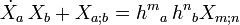 \dot{X}_a \, X_b + X_{a;b} = {h^m}_a \, {h^n}_b X_{m; n}