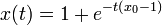 x(t) = 1 + e^{-t\left(x_{0}-1 \right)}