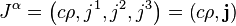 J^\alpha = \left(c \rho, j^1 , j^2 , j^3 \right) = \left(c \rho, \mathbf{j} \right)