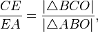 \frac{CE}{EA}=\frac{|\triangle BCO|}{|\triangle ABO|},