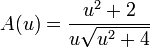 A(u) = \frac{u^2 + 2}{u \sqrt{u^2 + 4}}