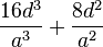 \frac{16 d^3}{a^3}+\frac{8d^2}{a^2}