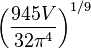 \left(\frac{945V}{32\pi^4}\right)^{1/9}