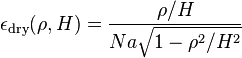 \epsilon_{\rm dry}(\rho,H)=\frac{\rho/H}{Na\sqrt{1-\rho^2/H^2}}