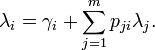 \lambda_i = \gamma_i + \sum_{j=1}^m p_{ji}\lambda_j.