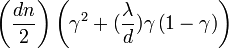 \left(\dfrac{dn}{2}\right) \left(\gamma^2 + (\dfrac{\lambda}{d})\gamma \left(1-\gamma\right)\right)