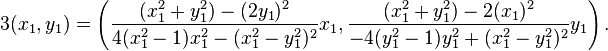  3(x_1,y_1) = \left( \frac{(x_1^2+ y_1^2) - (2 y_1)^2}{4(x_1^2-1)x_1^2 - (x_1^2-y_1^2)^2}x_1, \frac{(x_1^2+ y_1^2) - 2(x_1 )^2}{-4 (y_1^2-1)y_1^2+(x_1^2-y_1^2)^2}y_1 \right). \, 