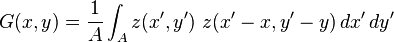 G(x,y)=\frac{1}{A}\int_A z(x',y')\ z(x'-x,y'-y)\, dx'\, dy'