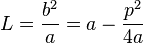 
L = \frac{b^{2}}{a} = a - \frac{p^{2}}{4a}
