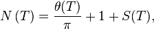 N\left(T\right) = \frac{\theta(T)}{\pi} + 1+S(T),