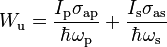 ~ W_{\rm u}=
\frac{I_{\rm p}\sigma_{\rm ap}}{ \hbar \omega_{\rm p} }+\frac{I_{\rm s}\sigma_{\rm as}}{ \hbar \omega_{\rm s} } ~