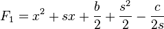 F_1 = {x}^{2}+sx+ \frac{b}{2} + \frac{s^2}{2} - \frac{c}{2s}