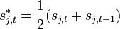 s_{j,t}^{*}=\frac{1}{2}(s_{j,t}+s_{j,t-1})