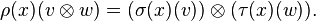 \rho(x)(v \otimes w) = (\sigma(x)(v)) \otimes (\tau(x)(w)).