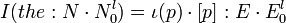 I(the : N \cdot N_0^l) = \iota(p) \cdot [p] : E \cdot E_0^l