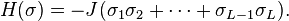 H(\sigma)=-J(\sigma_1\sigma_2+\cdots+\sigma_{L-1}\sigma_L).