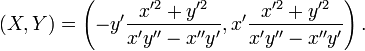 (X, Y)= \left(-y'\frac{x'^2+y'^2}{x'y''-x''y'}, x'\frac{x'^2+y'^2}{x'y''-x''y'}\right).