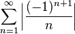 \sum_{n=1}^\infty \bigg| \frac{(-1)^{n+1}}{n} \bigg|