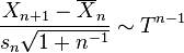 \frac{X_{n+1}-\overline{X}_n}{s_n\sqrt{1+n^{-1}}} \sim T^{n-1}