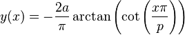 y(x) = -\frac{2a}{\pi}\arctan \left( \cot \left(\frac{x \pi}{p} \right) \right)