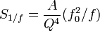 S_{1/f}=\frac{A}{Q^{4}}(f_{0}^2/f)