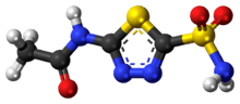 Ball-and-stick model of the acetazolamide molecule