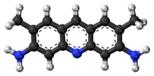 Ball-and-stick model of the acridine yellow molecule