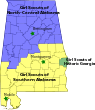 Map of Girl Scout Councils in Alabama