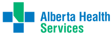 Alberta Health Services Logo in blue and green.