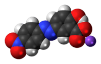 Space-filling model of Alizarine Yellow R as a sodium salt