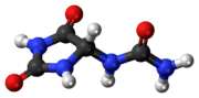 Ball-and-stick model of the allantoin molecule