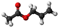 Ball-and-stick model of the allyl acetate molecule