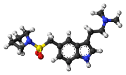 Ball-and-stick model of the almotriptan molecule