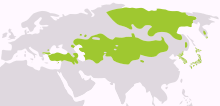 Map of distribution of proposed Altaic languages