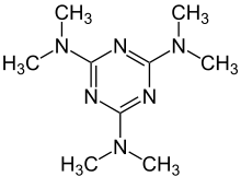 Skeletal formula of altretamine