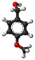 Ball-and-stick model of the anisyl alcohol molecule