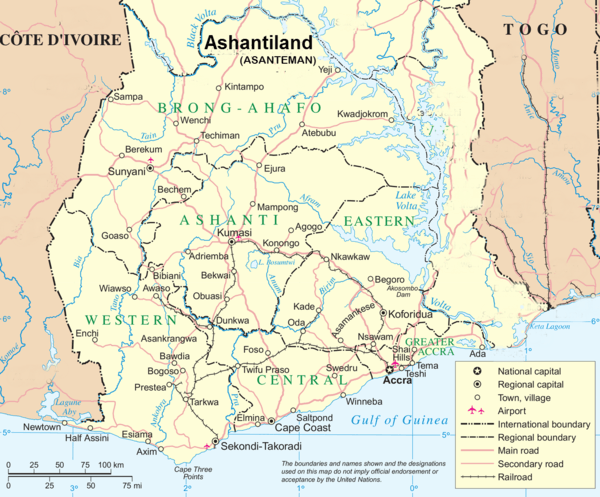 Ashantiland and its six regions.