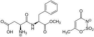 Skeletal formulas of aspartame-acesulfame salt