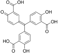 Skeletal formula of aurintricarboxylic acid