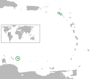 Location of the  Dutch special municipalities  (green)