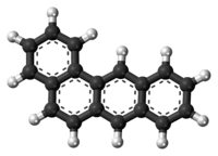 Ball-and-stick model of the benz[a]anthracene molecule