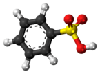 Ball-and-stick model of the benzenesulfonic acid molecule