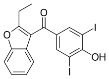 Structural formula of benziodarone