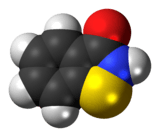 Space-filling model of the benzisothiazolinone molecule