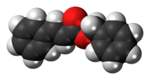 Space-filling model of the benzyl cinnamate molecule