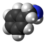 Space-filling model of the benzylamine molecule