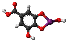 Ball-and-stick model of the bismuth subgallate molecule